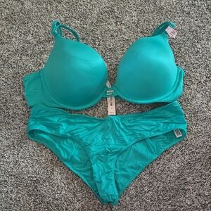 Victorias Secret Very Sexy Push Up, Teal Lingerie Set - Bra and Bikini Briefs
